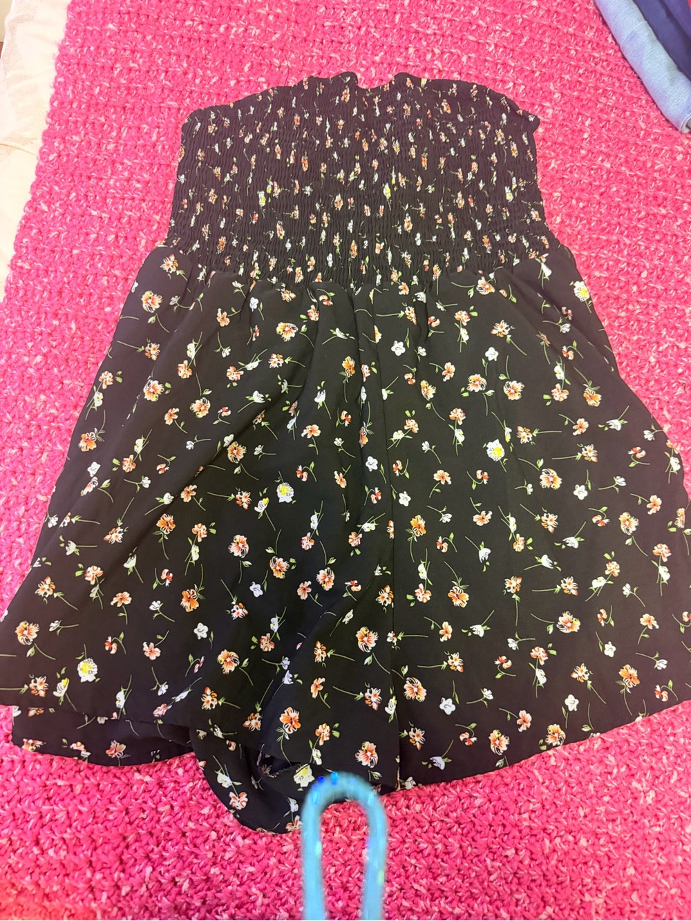 Smocked Waist Black Floral short romper
